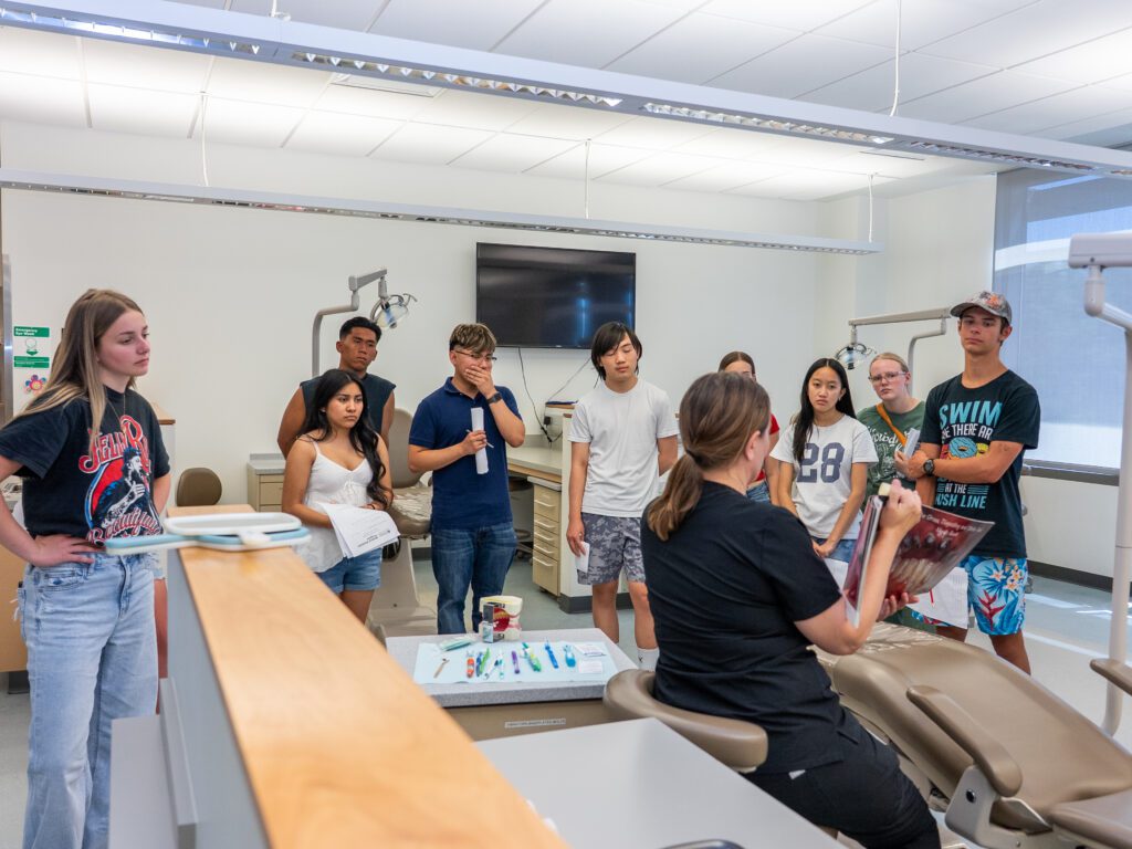 Students learning about dental care.